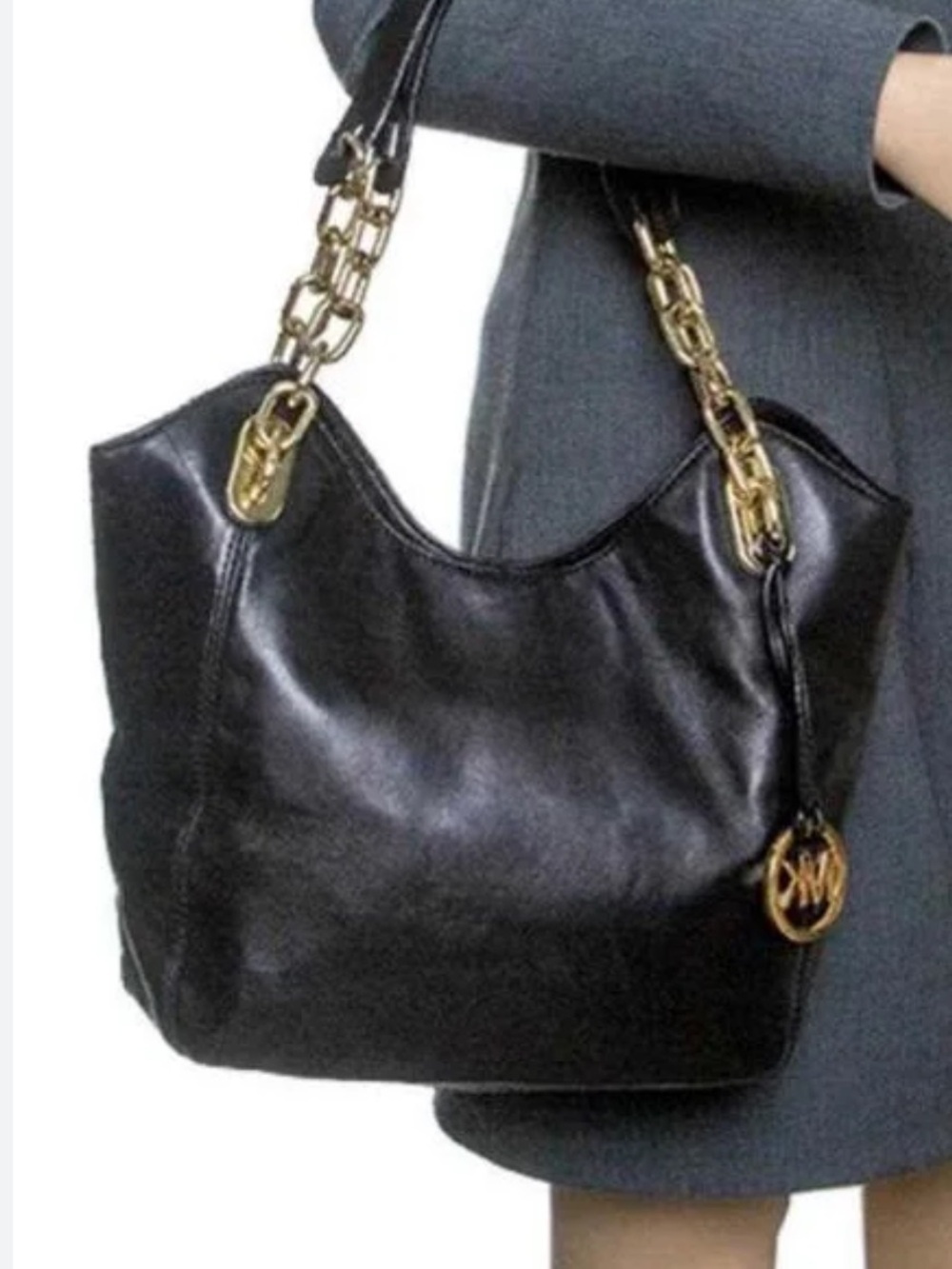 Michael Kors Lillie Black Leather Hobo  Bag 35T0GLLT3L